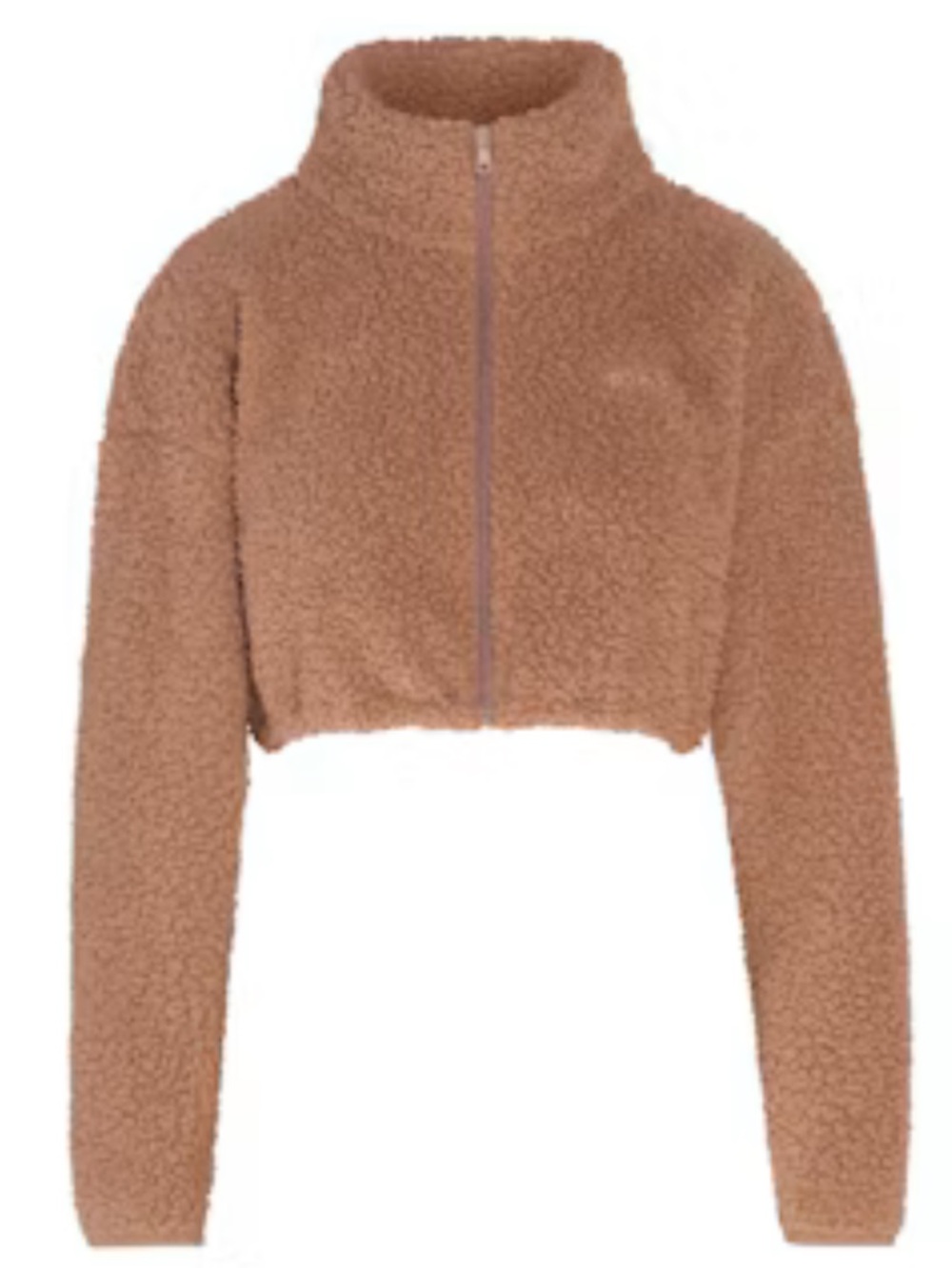 Skims- Teddy Zip Up Crop Jacket - Brown